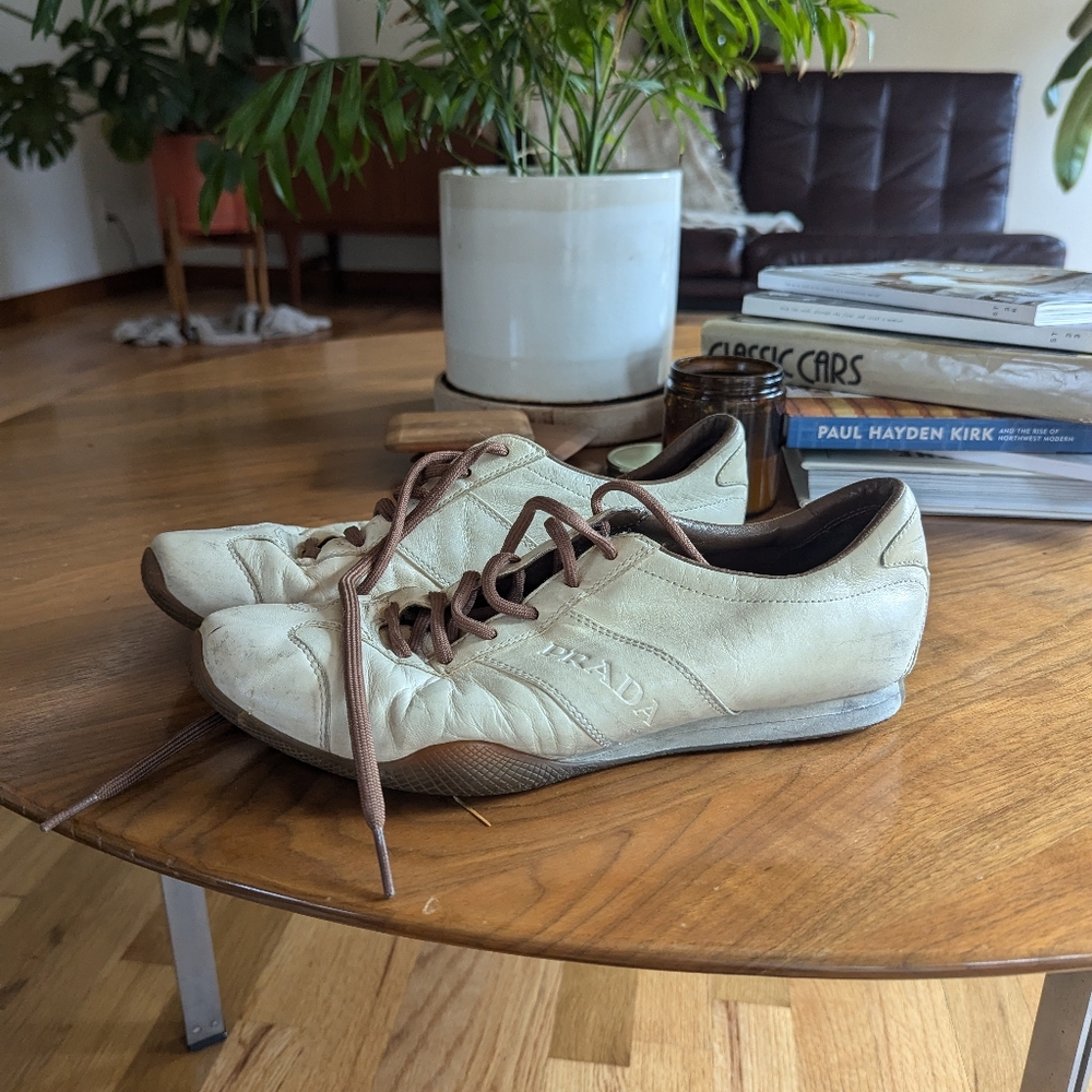 Prada Men's Cream and Brown Casual Shoes - Picture 6 of 7